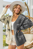 Multicolor Animal Print Colorblock Open Front Cardigan