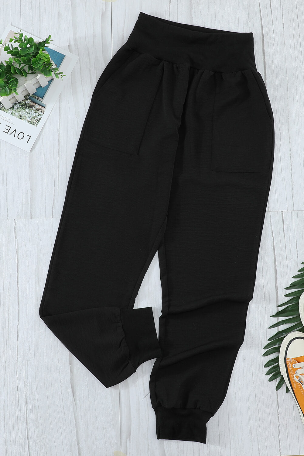 Pantalon de jogging décontracté noir avec poches