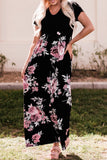 Contrast Floral Empire Waist Maxi Dress