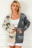 Multicolor Animal Print Colorblock Open Front Cardigan