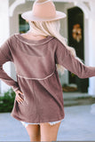 Waffle Knit V Neck Long Sleeve Babydoll Top