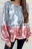 Tie Dye Bishop Sleeve Loose Sweatshirt