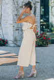 Ruffled Strapless Wide Leg Jumpsuit