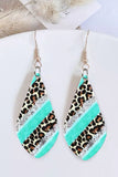 Leopard Color Block Glitter Water Drop Earrings