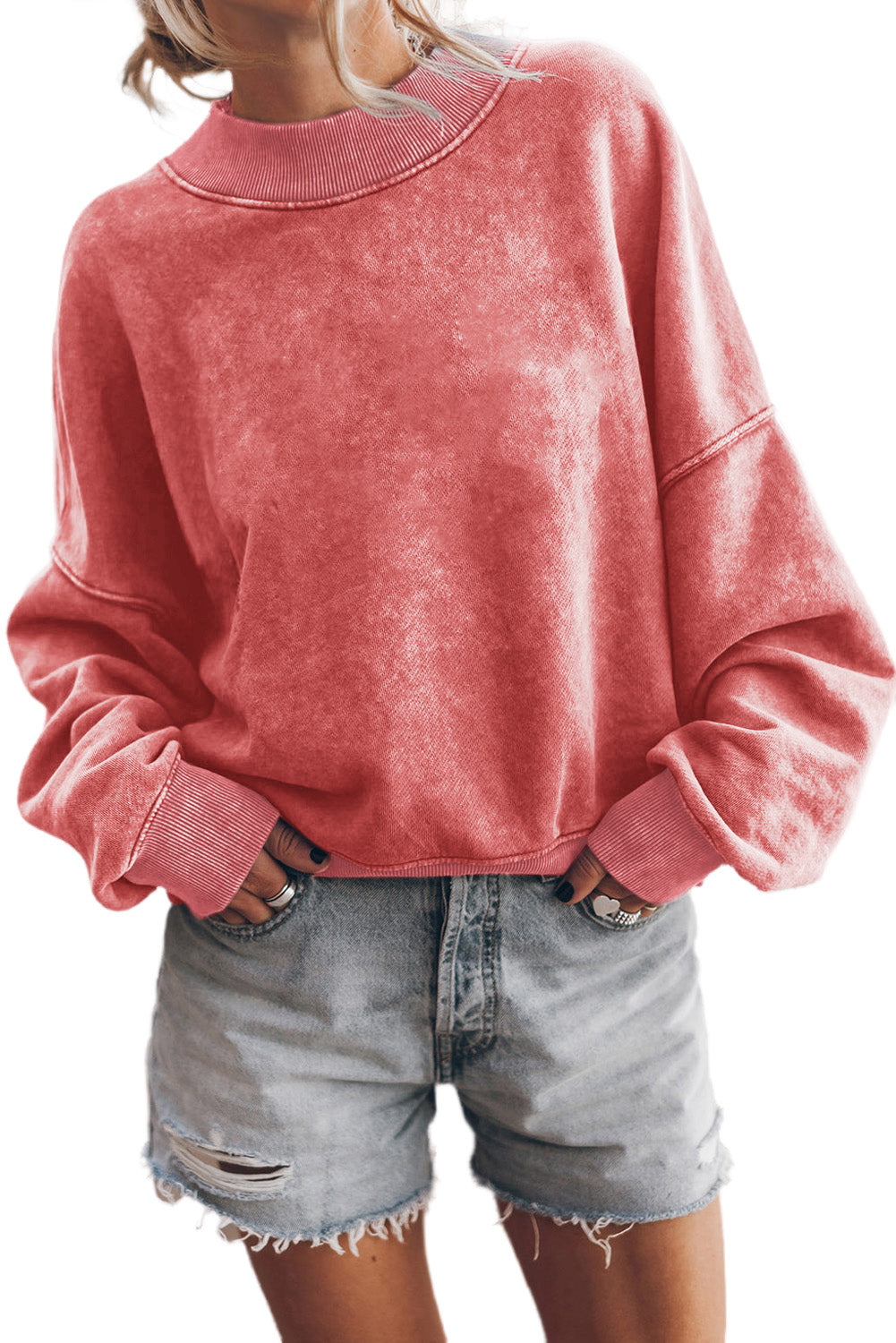 Orange Drop Shoulder Crew Neck Pullover Sweatshirt