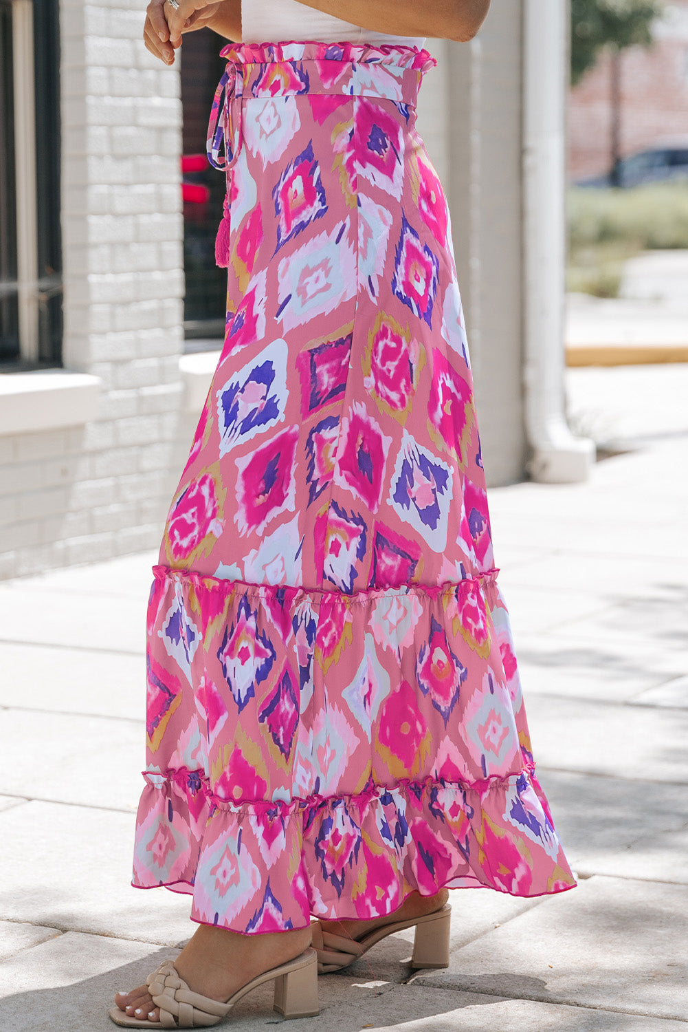 Boho Geometric Print Maxi Skirt