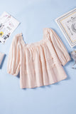 Puff Sleeve Eyelet Babydoll Blouse