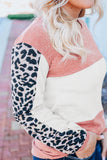 Leopard Color Block Knitted Long Sleeve Top