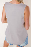 Notched Neck Eyelet Thermal Knit Tank