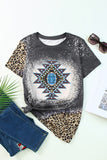 Aztec Geometric Leopard Print Short Sleeve T Shirt