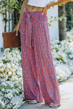 Ditsy Floral Print Tie Front Wide Leg Pants