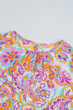 Boho Paisley Printed Peasant Sleeve Blouse