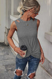 Khaki Rib Knit Cut-out Front Twist Tank Top