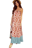 Boho Geometric Print Sleeveless Maxi Dress