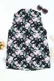 Plus Size Floral Print Ribbon V Neck Tank Top