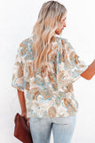 Paisley Print Wide Sleeves Loose Blouse