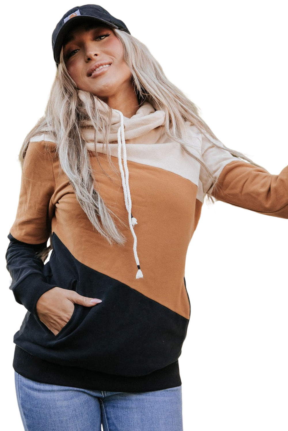 Colorblock Pocketed Hoodie