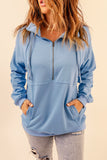 Cotton Pocketed Half Zip Pullover Sweatshirt