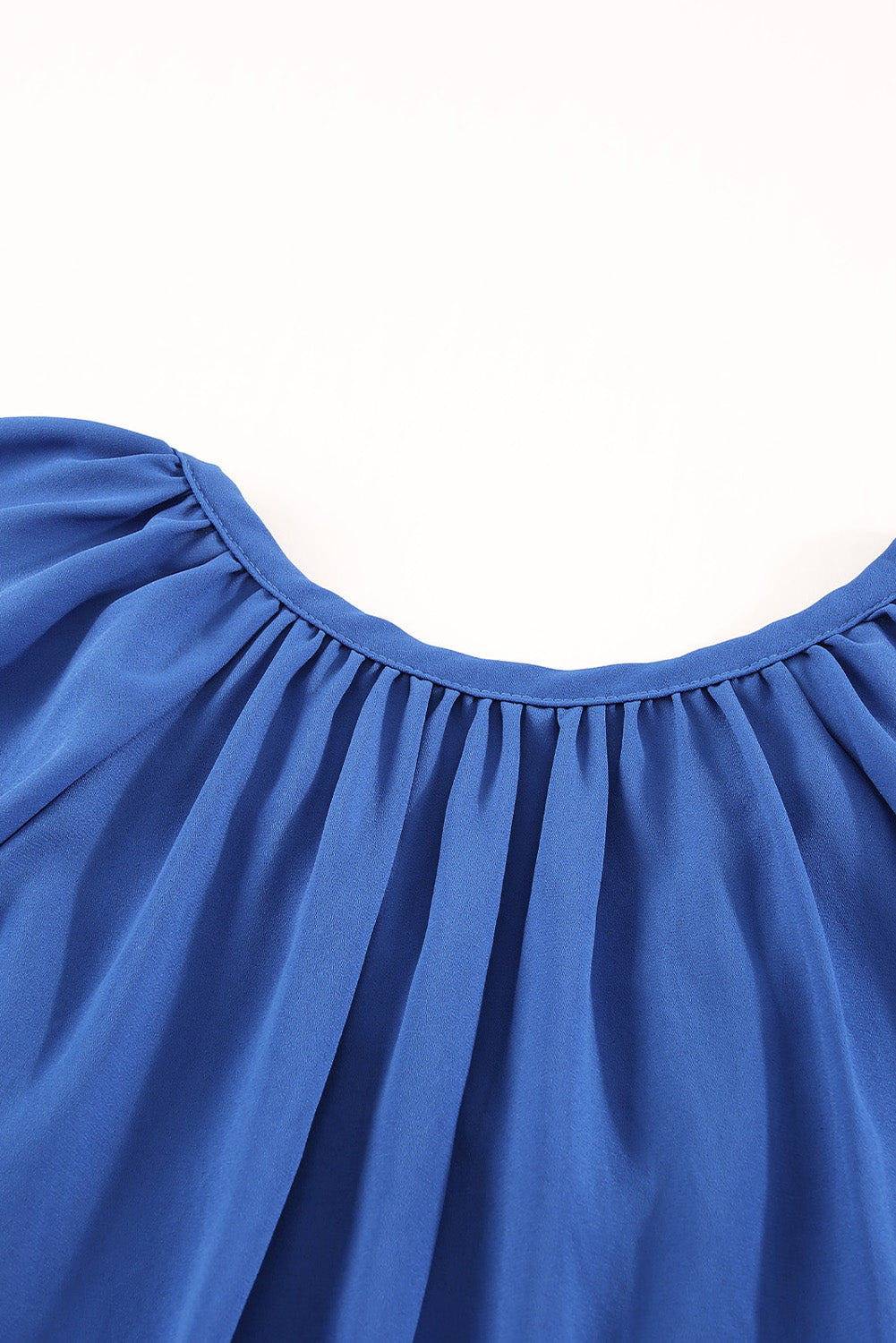 Split Neck Pleated Loose Top