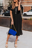 Solid Color Short Sleeve Ruffled T-shirt Dress