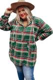 Plus Size Plaid Kangaroo Pocket Drawstring Hoodie