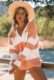 Striped V Neck Criss Cross Back Sweater