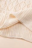 Pull en tricot creux en dentelle boutonnée beige