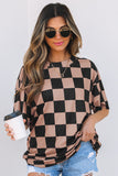 Light French Beige Checkmate Boyfriend Casual Tee