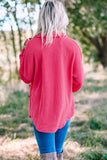 Chemise décontractée boutonnée en tricot gaufré noir