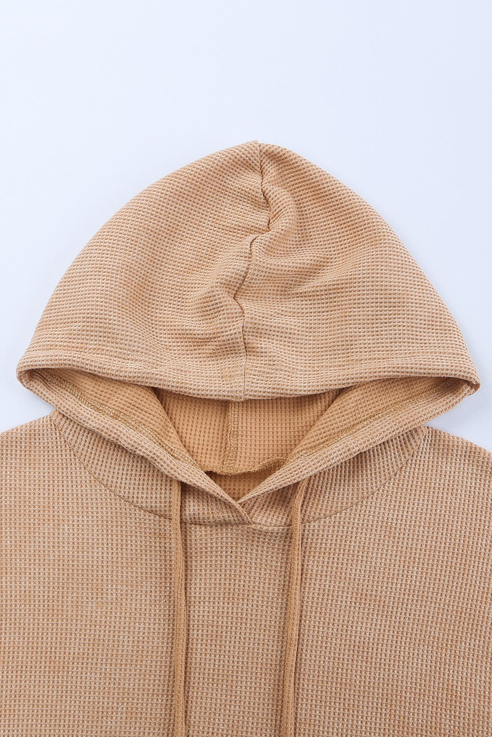 Waffle Knit Kangaroo Pocket Hooded Sweatshirt