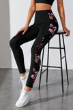 Floral Print Patch High Waist Leggings