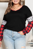 Christmas Tree Plaid Leopard Sequin Plus Size Top