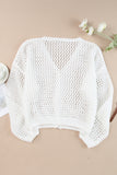 Cardigan pull blanc à manches dolman en tricot évidé