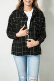 Contrast Lattice Textured Buttons Flap Pocket Shacket