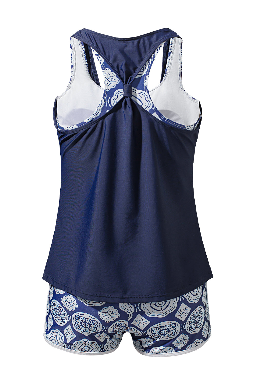 3pcs Printed Sporty Racerback Tankini Swimsuit