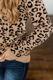 Leopard Knitted Drawstring Hooded Sweater