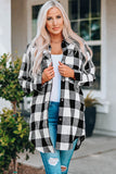 Brown Turn-down Collar Plaid Shirt Coat