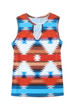 Aztec Geometric Print Hollowed Neckline Tank Top