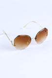 Rimless Geometric Frame Fashion Sunglasses