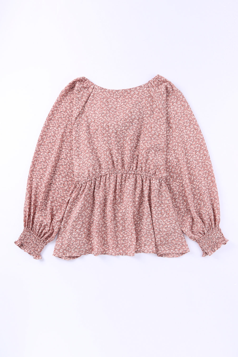 Blouse à manches longues à volants et imprimé floral noué sur le devant