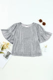 Ruffled Sleeves Sequin Blouse