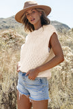 Beige Cable Knit Dolman Armholes Sweater Tank