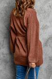 Robe Style Rib Knit Pocketed Cardigan with Belt