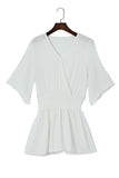 3/4 Sleeves Textured Smocked Drape Beach Dress