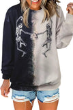 Halloween Color Block Dancing Skeleton Sweatshirt