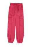 Satin Pocketed Drawstring Elastic Waist Pants