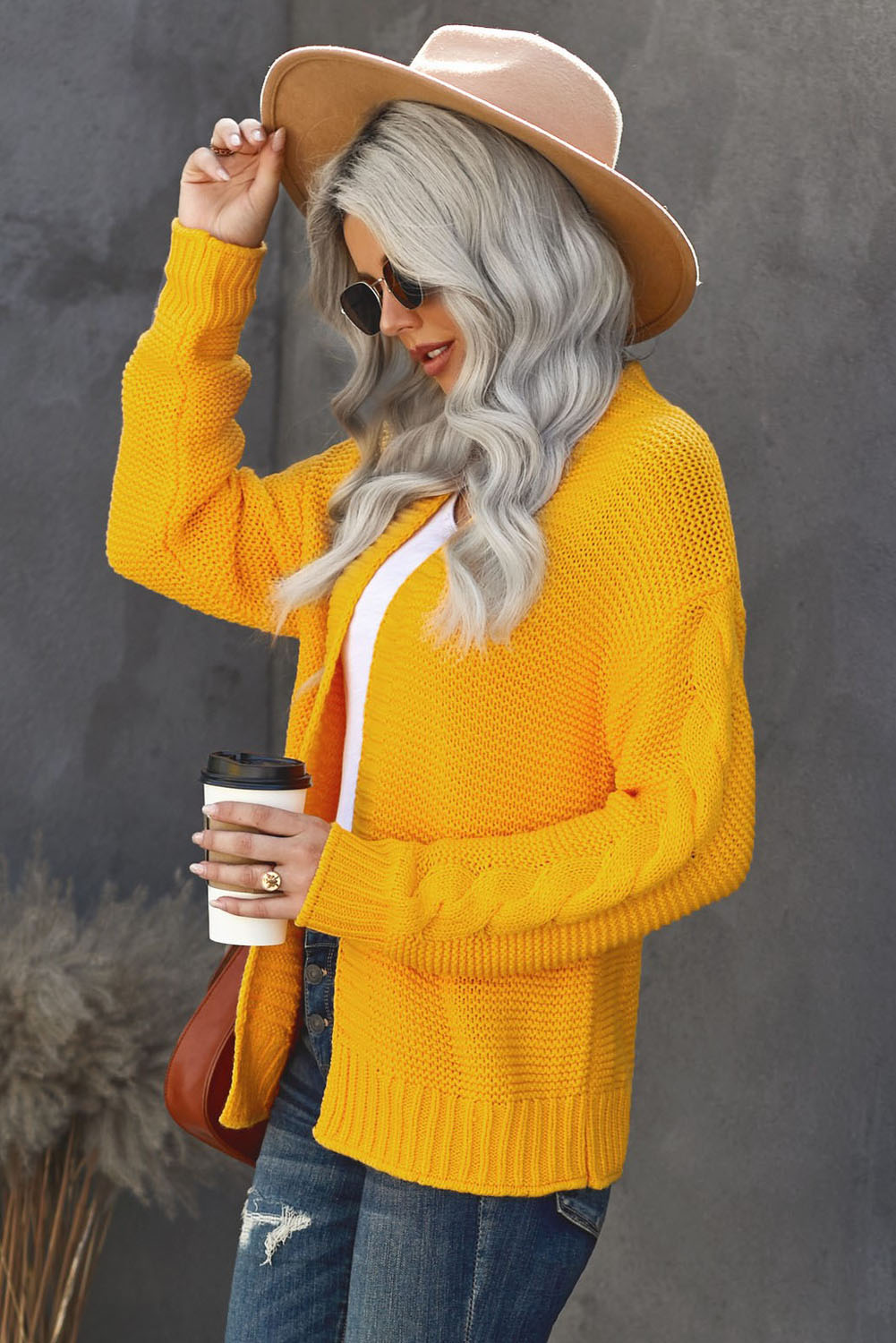 Open Front Chunky Knit Cardigan