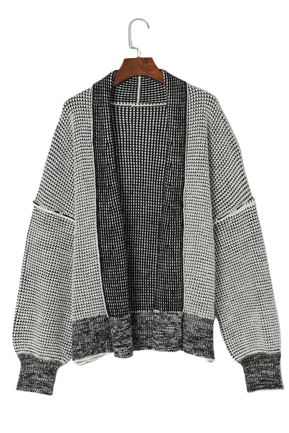 Gray Textured Knit Pocketed Duster Cardigan