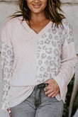 Splicing Knitted V Neck Plus Size Jumper