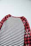 Christmas Plaid Striped Patchwork Long Sleeve Top